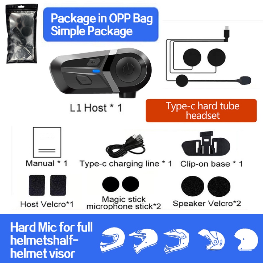 Smartgoor Motorcycle Helmet Headset Bluetooth 5.3 Headphones Wireless Motor Headset Bike Earphone Handsfree Stereo Earbud: Blue