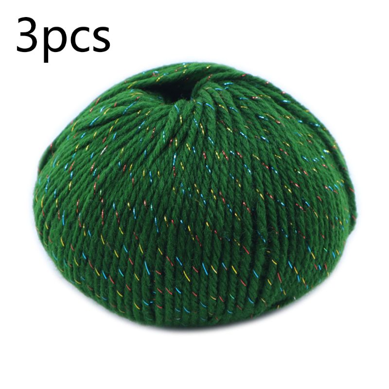 3 Roll 2 Strand Medium Thick Acrylic Fiber Hand Knitting Yarn Colorful Shiny Metallic Crochet Wool Thread for DIY Scarf: F