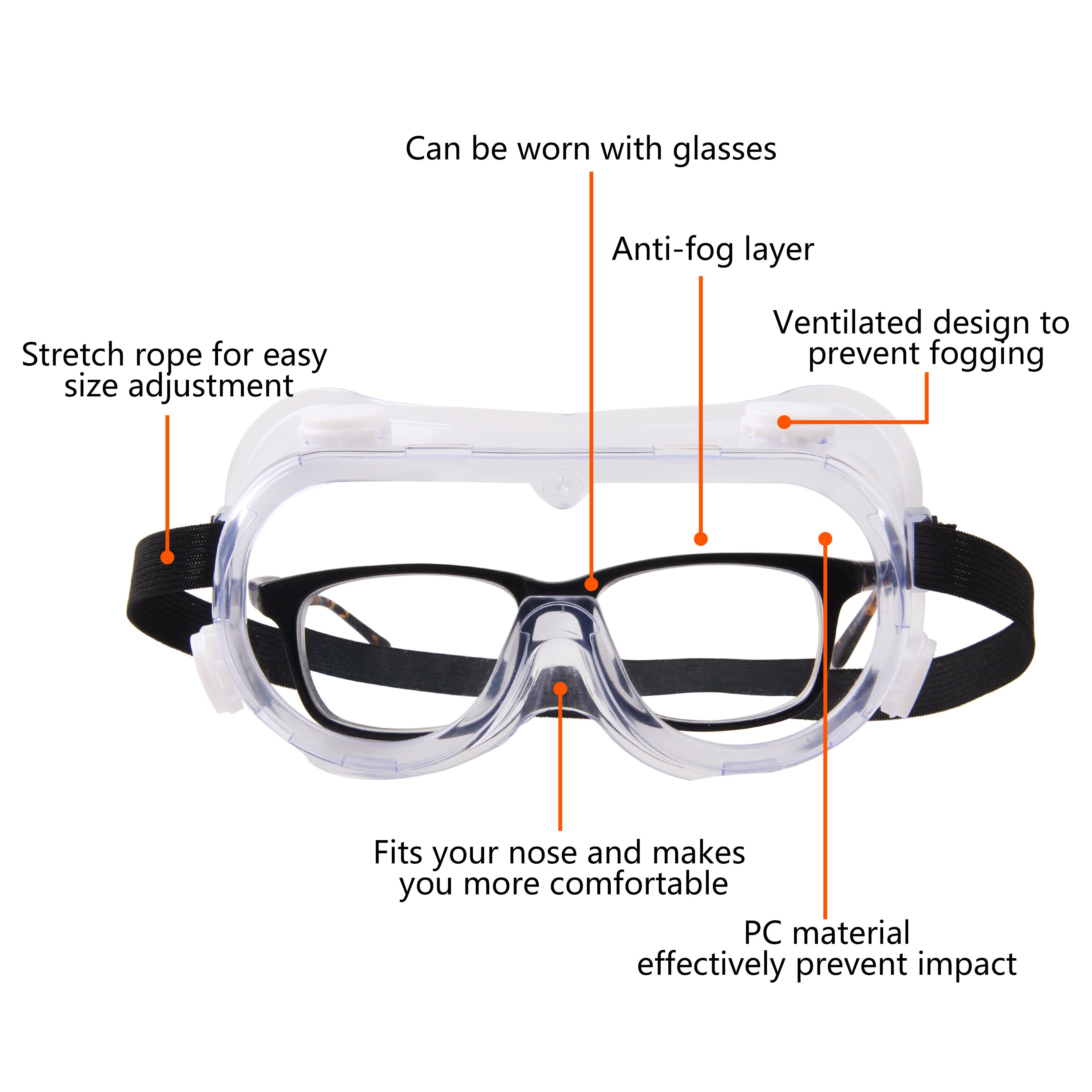 2PCS Lightweight Outdoor Goggles Anti-fog/Anti-Dust Protective Spectacles With Special Ventilated