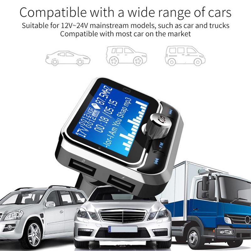 BC32 Car Bluetooth FM Transmitter MP3 with Big Screen Card Multi-function Wireless Radio Adapter Hands-free Calling
