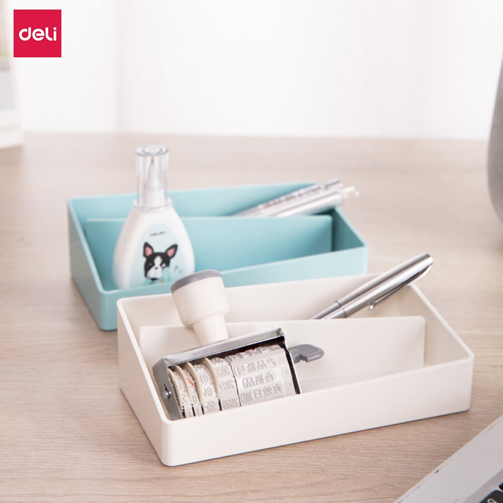 Deli Desktop Minimalistischen Lagerung Box Schreibwaren Sortierung Trennung Große Kapazität Lagerung Box Anti Slip Stift Halter Schule Büro
