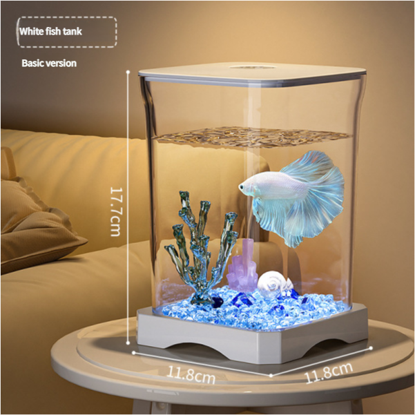 4K High-definition Desktop Aquarium Acryl Aquarium Afneembare Transparantie Kleine Tank Multifunctionele Amfibie Voerbox: WHITE