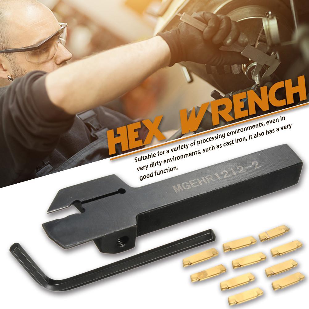 Digital Controlled Lathe Slotting Boring Cutter Holder 10PCS MGMN200-G Cemented Carbide Insert Blade+MGEHR1212-2