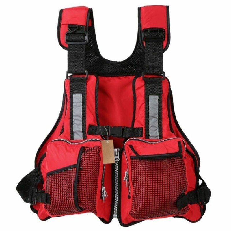Four Color Adult Women Men Adjustable Buoyancy Aid Swimming Boating Sailing Fishing Kayak Life Jacket Vest Preservers: Red
