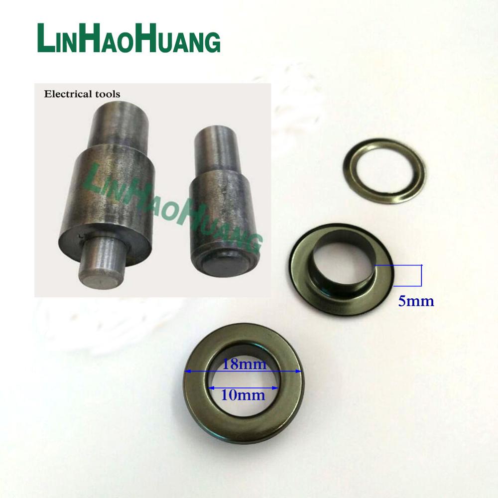 100sets/lot 10mm metal iron eyelets with washer round metal grommets nickle /black nickle plating color+ tools