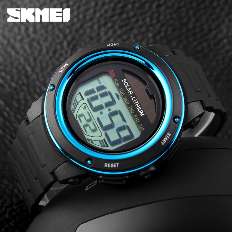 Skmei 1096 purple outdoor sports LED watch solar power with Time Week