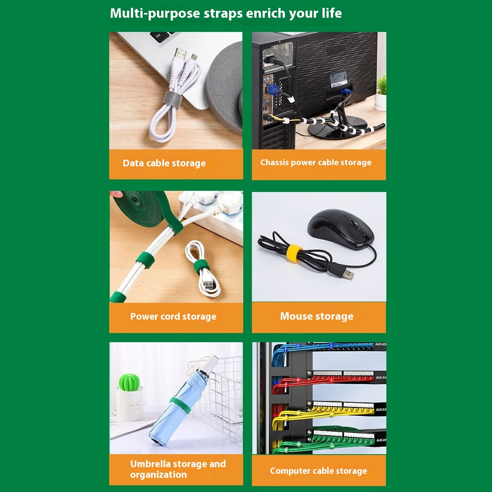 5M Cable Organizer DIY Cable Management Wire Winder Tape Earphone Mouse Cord Management Ties Protector Home School Office Use