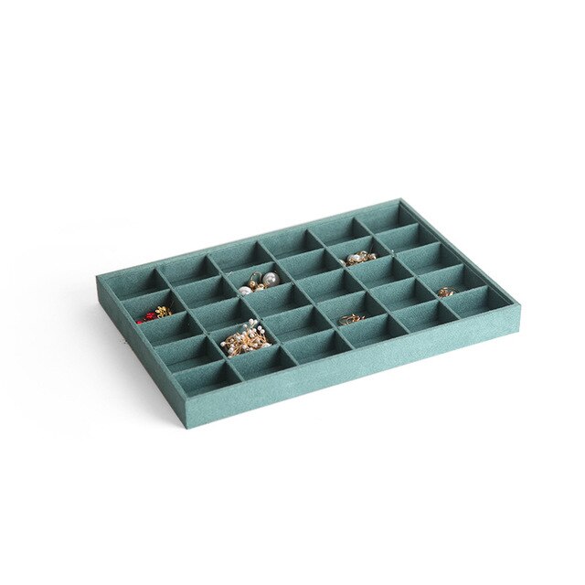 Jewelry Organizer Tray - Velvet Display Holder for Rings, Earrings, Necklaces, Bracelets - 35x24x3cm: 30 Grids Tray