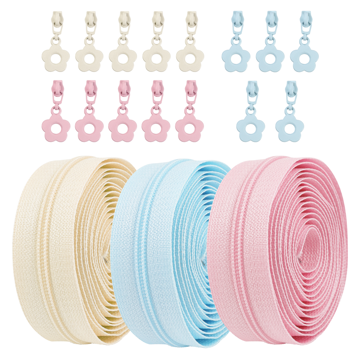 Kit de reparación de cremalleras de nailon de 2M, accesorios de ropa DIY, chaqueta para el hogar, bolsillo, costura, cremallera de repuesto con 5 cabezales de cremallera