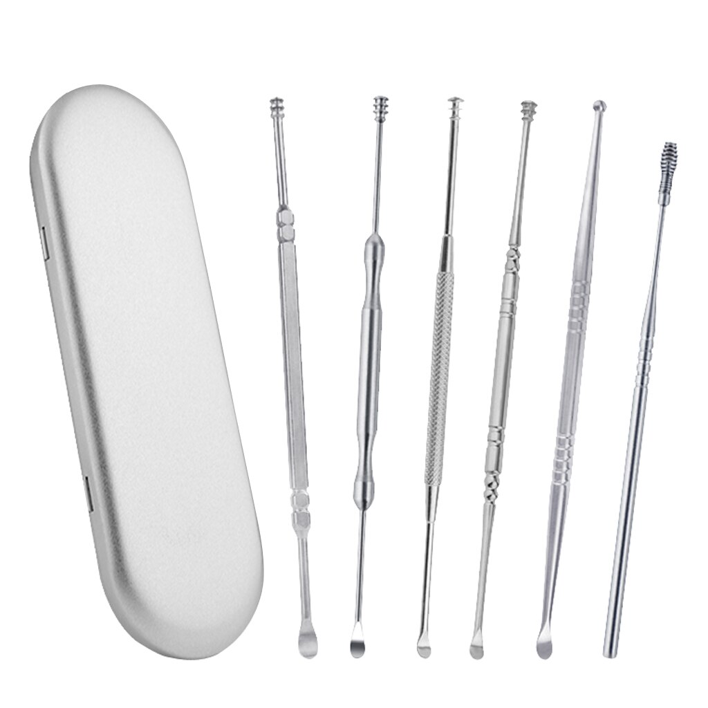 6 Pcs Portable Stainless Steel Ear Cleaning Tool Safety Earwax Removal Kit for Adults Kids