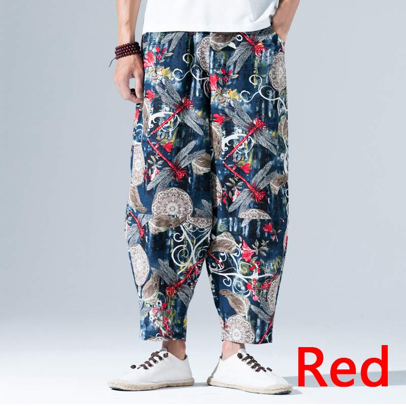 lässig Hosen Strand Hiphop Männer Haram Hosen Frauen Breite Beine Schlauch ausgebeult verlieren Hosen Jogginghose keuchen tanzen 3XL: rot / XXXL