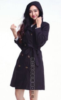 Knee Long cloak Raincoat Women With Belt,Waterproof Rain Coat Ponchos Jackets Female Chubasqueros Impermeables capa de chuva: black