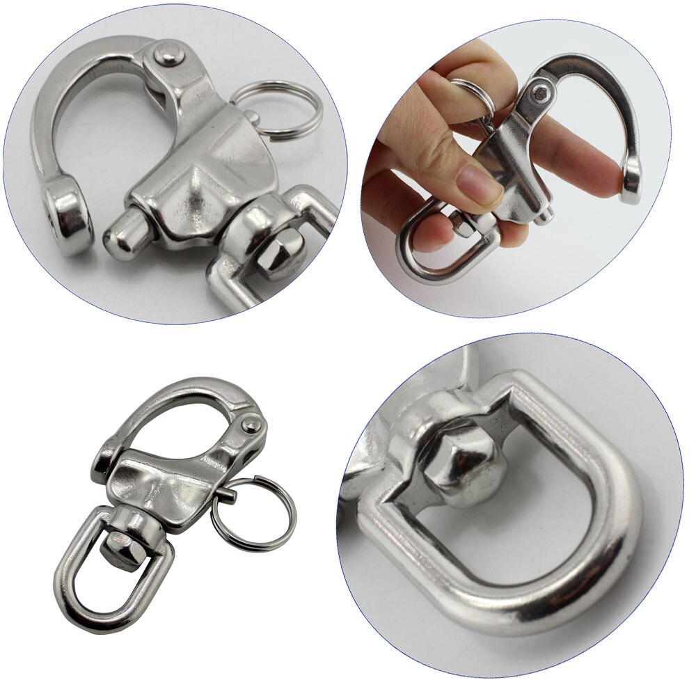 304 Stainless Steel Swivel Shackle Quick Release Boat Anchor Chain Eye Snap Hook Hardware Accessory Kit 15/ 10/5pcs