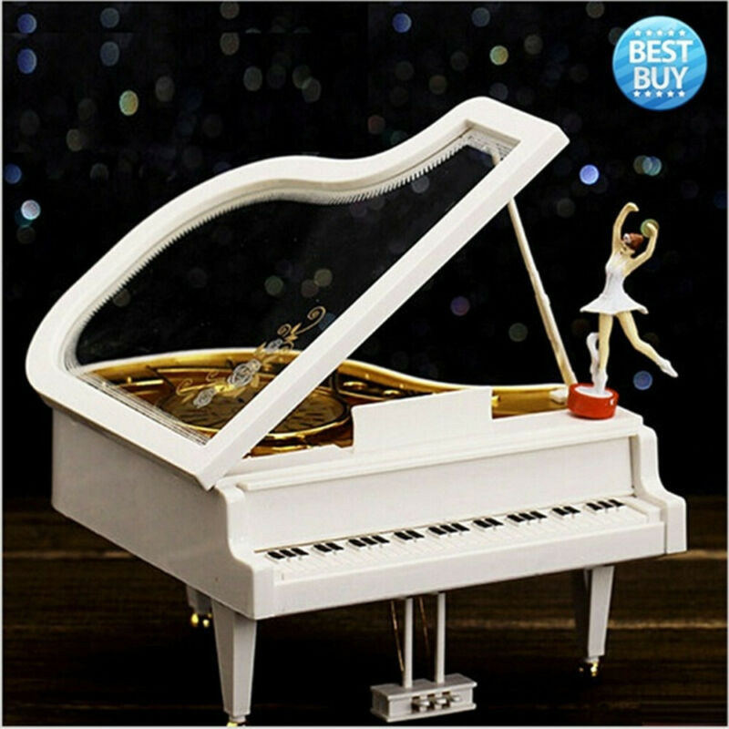 Caja de música con forma de Piano clásico para decoración del hogar, cajas musicales de manivela con forma de bailarina, románticas, de cumpleaños y boda