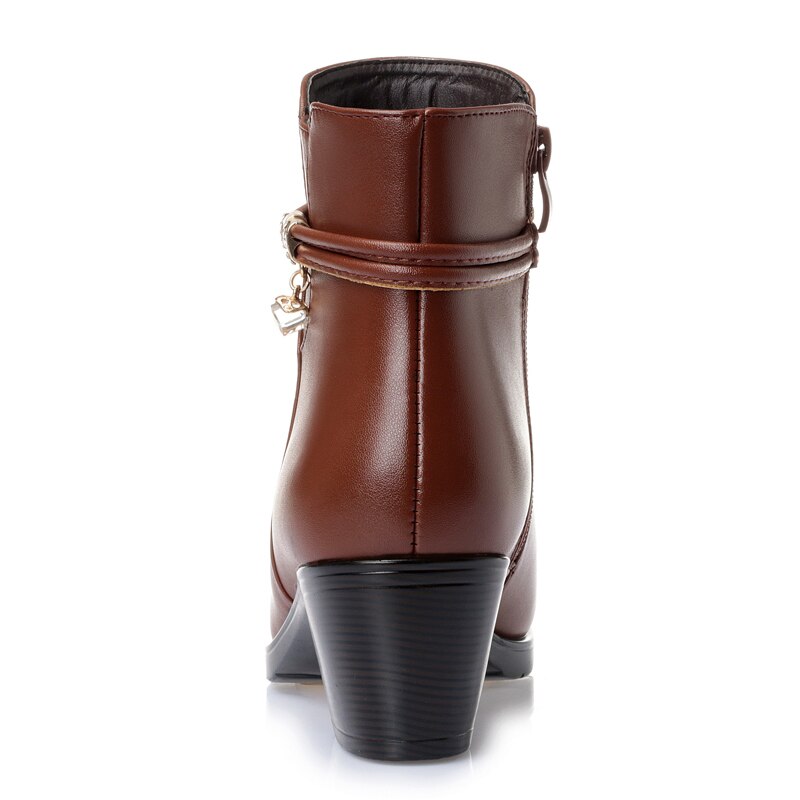 GKTINOO NEUE Weichem Leder Frauen Stiefeletten hoch Fersen Reißverschluss Schuhe Warme Pelz Winter Stiefel für Frauen Plus größe 35-43