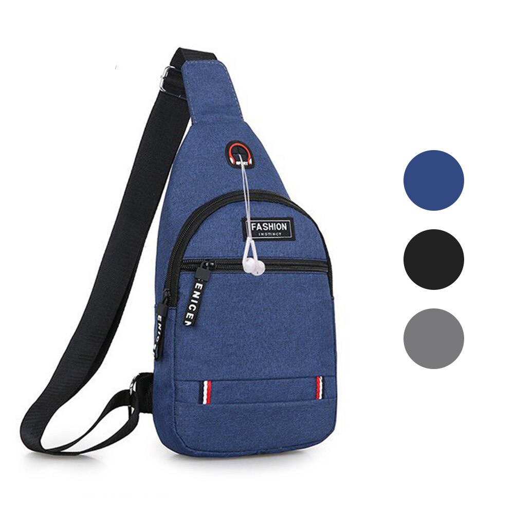 Bolso cruzado Oxford de con carga USB para hombre, antirrobo, para el pecho, para viaje, corto, bolso de hombro impermeable