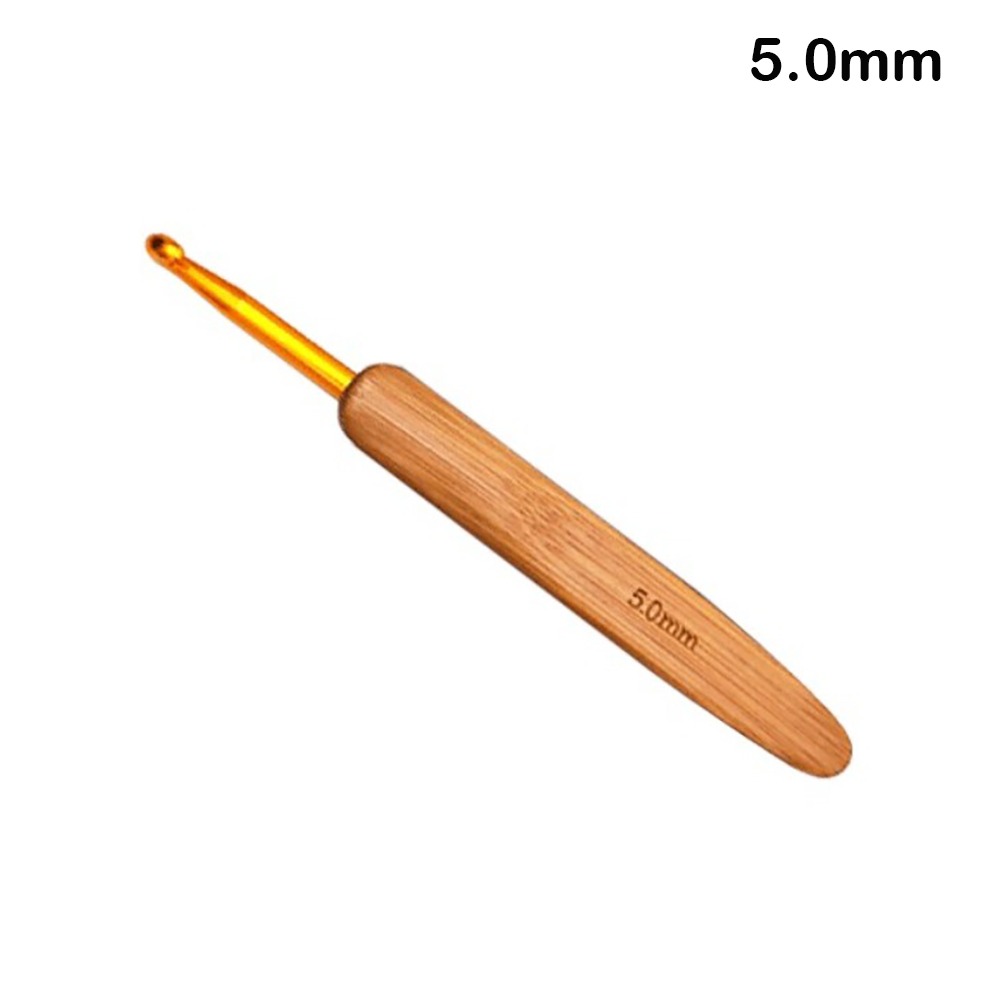 Nuevos ganchos de ganchillo de madera de bambú tamaño pequeño tejido largo Crochet mango de bambú accesorios de costura DIY: YELLOW
