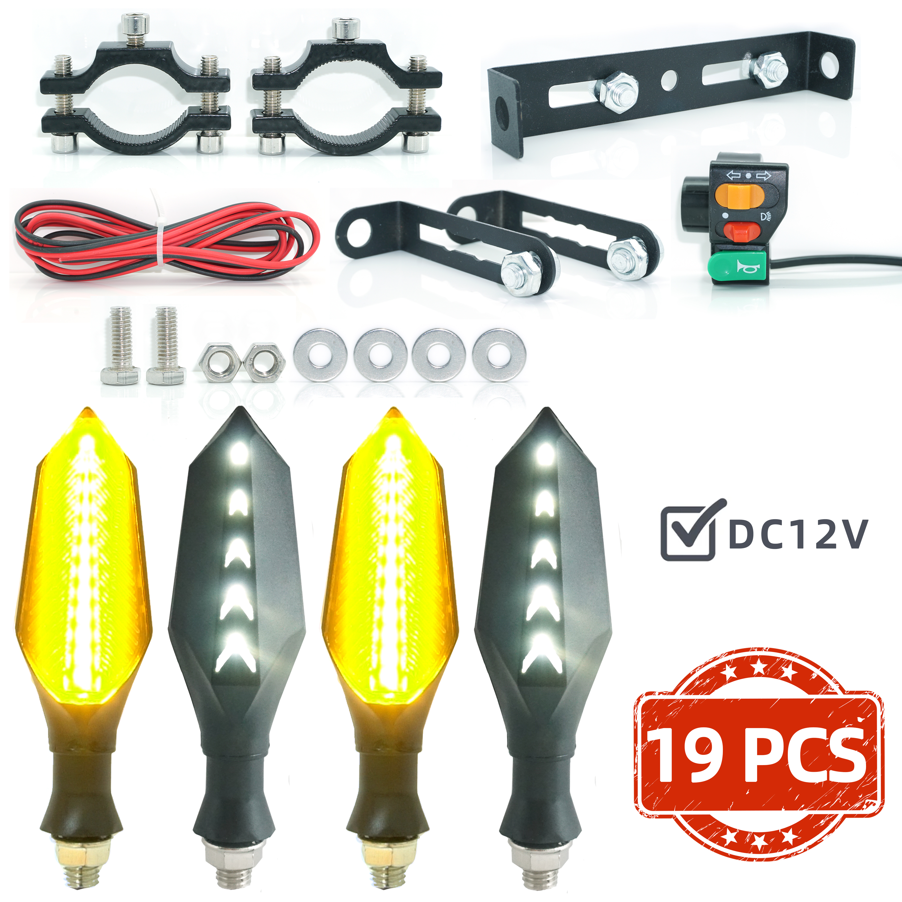 Elektrisk elcykel blinklys 12v 32v 48v 52v 60v blinklys strobe led-lys cykel motorcykel moto motorcykeltilbehør: Blå