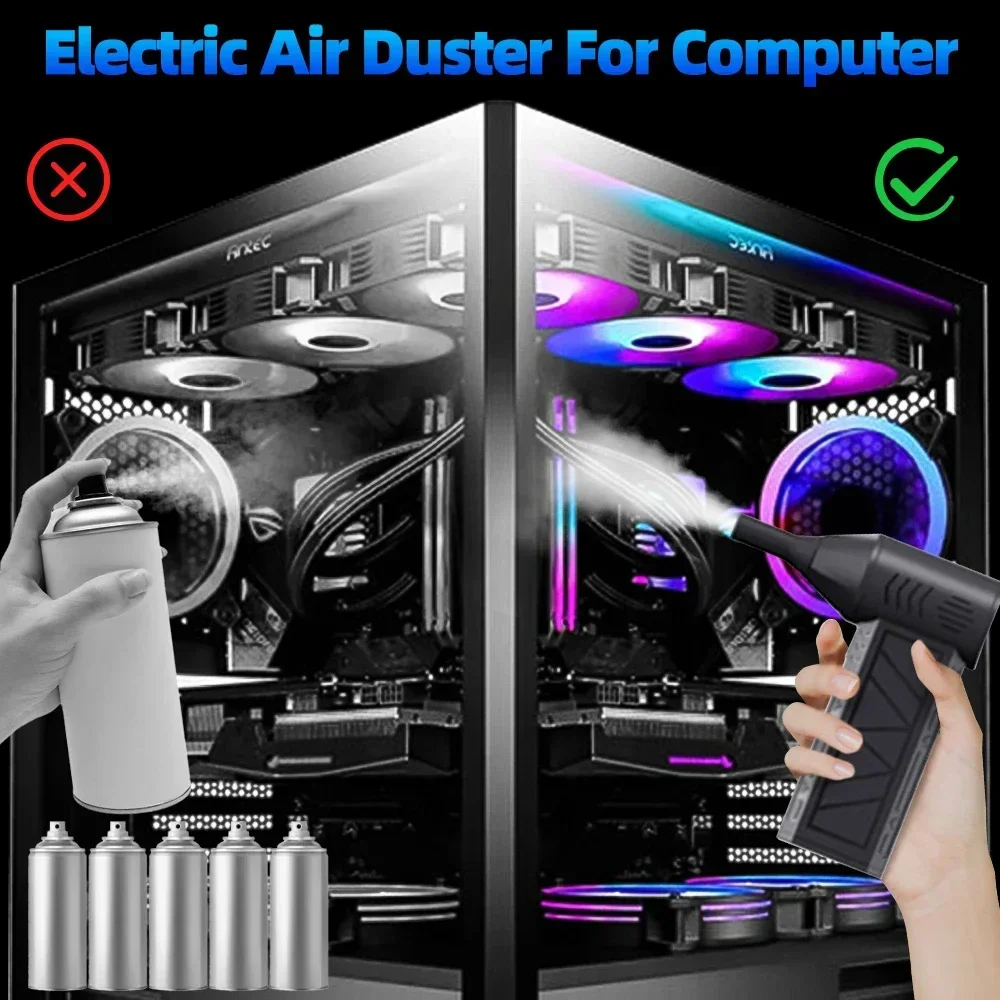 130000 RPM Mini Turbo Jet Fan plumero de aire eléctrico velocidad del viento ajustable Turbo ventilador violento recargable con luz limpieza del coche