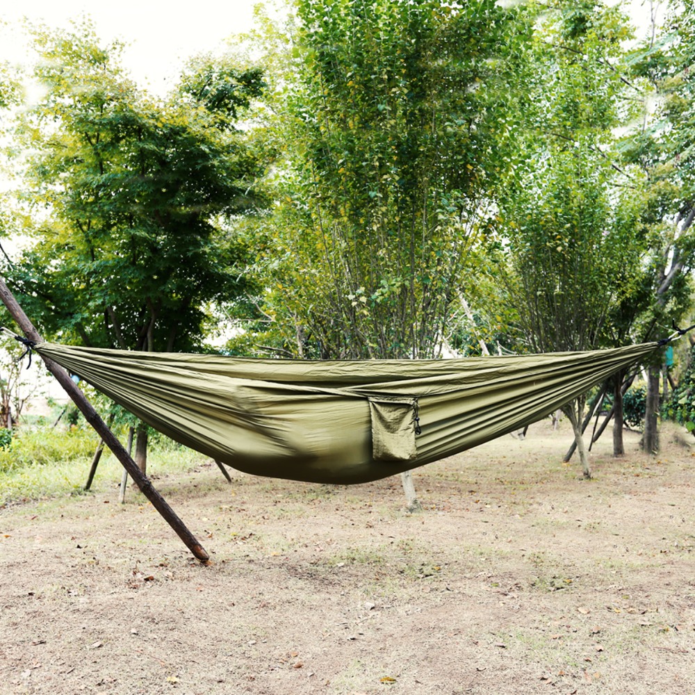 Pojedynczy i podwójny hamak kempingowy z hamakiem opaska na drzewo 260*140cm przenośny nylonowy hamak spadochronowy robić podróży z plecakiem