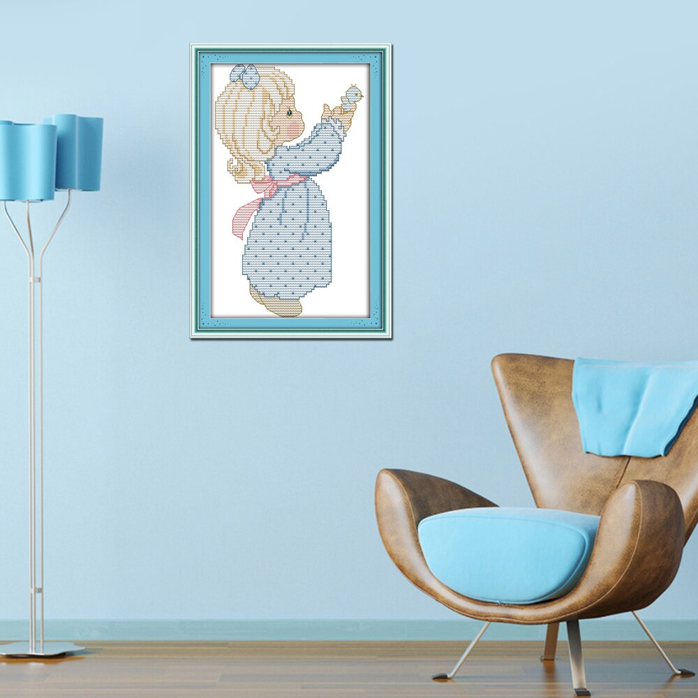 Vreugde Zondag cartoon stijl Release kruissteek kerstsok patronen kits voor kinderen