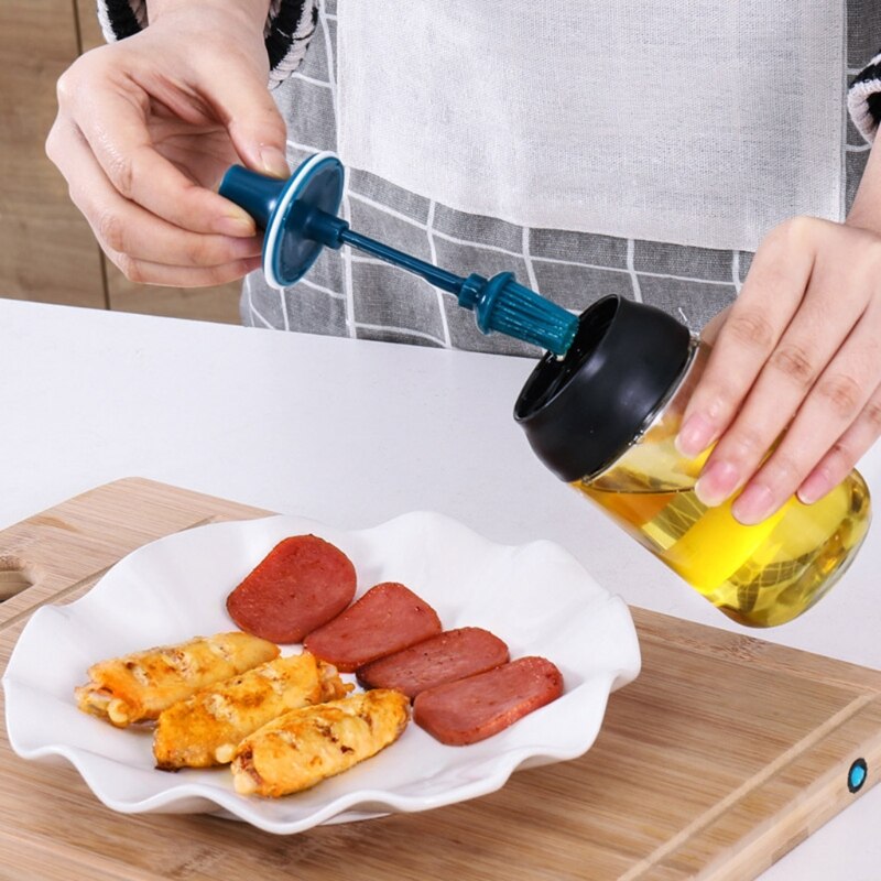 250ml High Borosilicate Glass Spice Jar Seasoning Condiment Salt Pepper Storage with Spoon Honey Stick Brush Lid Kitchen