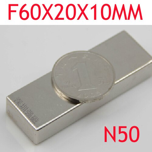 1pcs 60x20x10 Magneten Blok Neodymium N52 Disc Zeldzame Aarde Super Sterke Magneet 60 * 20*10mm 60x20x10mm