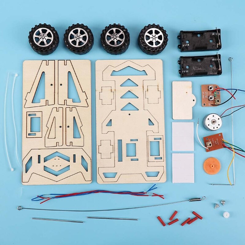 Modelo de coche eléctrico de madera, bloques DIY hechos a mano, juguete de ciencia para montar, Kit DXAD