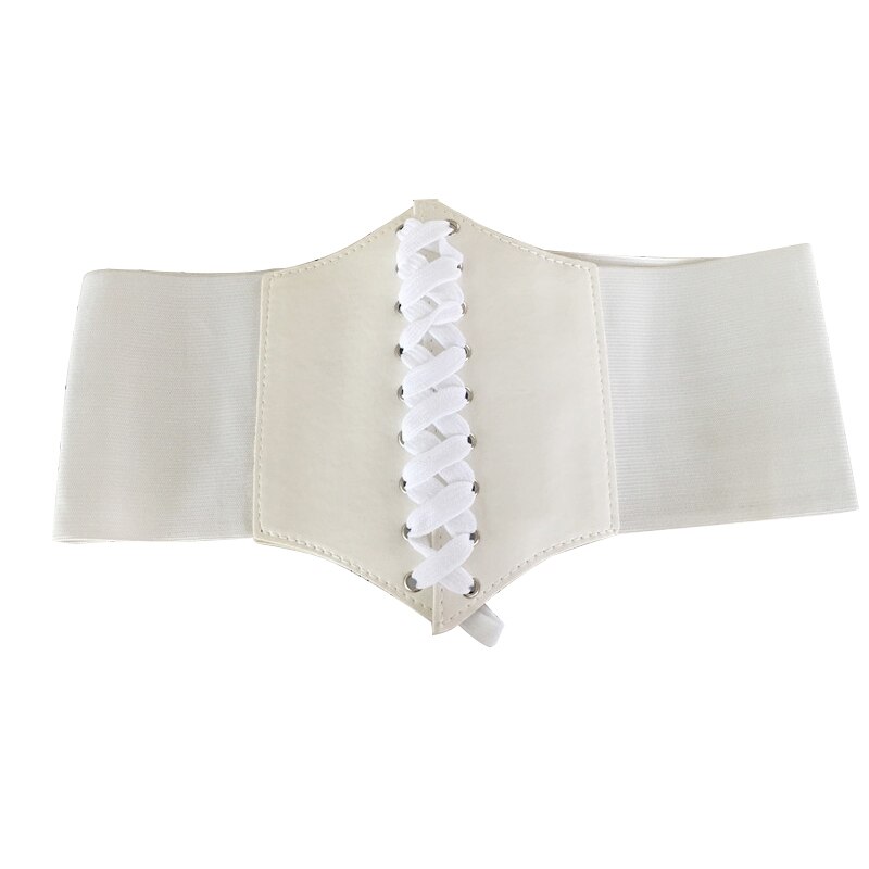 Korset bredt pu læder slankende kropsbælter til kvinder elastisk høj talje bælter cinto sobretudo feminin ceinture femme fajas: Hvid