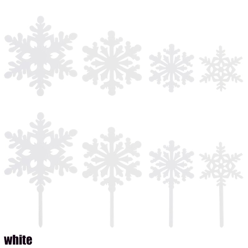 4pcs Silver White Snowflake Cake Topper Christmas Ice Princess Cupcake Toppers For Wedding Kid Birthday Party Cake Dessert Decor