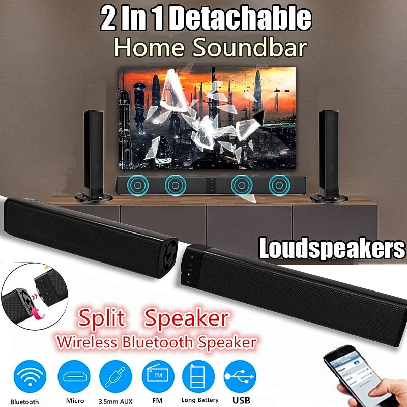 Draadloze Bluetooth Speaker 3D Stereo Home Theater Soundbar Opvouwbare Split TV Speaker Subwoofer Ondersteuning TF FM AUX U Disk Kolom