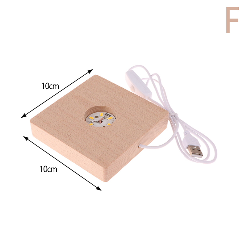 5/6/7/8/9/10cm led-lampe i heltre, firkantet nattlys, usb-lampeholder, gjør-det-selv-lysholder, skrivebordspynt, dekorativ lampefot: Grå