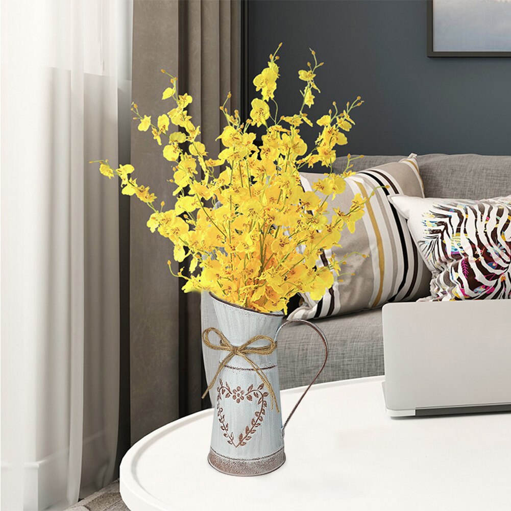 1Pc Shabby Rustic Style Chic Iron Metal Pitcher Flower Vase Can Jug Portable For Wedding Party Decoration Home
