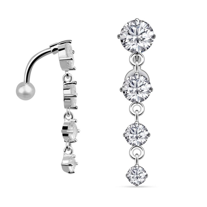 10 Stijlen Sexy Bungelende Navel Navel Ring Oreja 14G Dubbele Ronde Zirconia 316L Chirurgisch Staal Buik Piercing sieraden