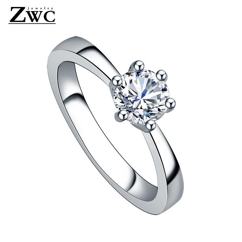 ZWC Neue Kristall Hochzeit Ring für frauen Finger Engagement Zirkon Ring Weiblichen Schmuck Ring Partei 6/7/8/9 Größe: 7 / klein zircon