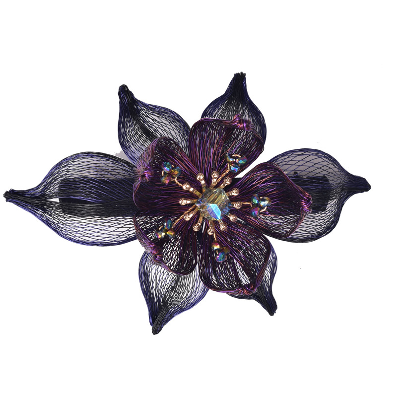 Original Handmade Copper Wire Flower Shape Hair Clips for Women Girls Chinese Style Braided Hair Clips Hair Accessories: Champagne