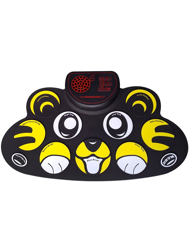 Portable Roll UP Electronic MIDI Drum Set Kits 9 Pads Built-in Speakers Practice: WG601 yellow