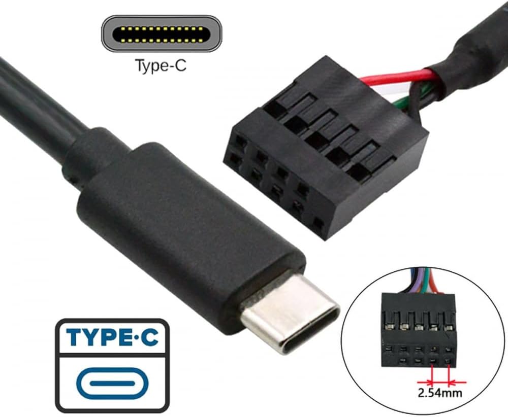 Kabel USB 2.0 Moederbord 9pin 10pin Header naar Type-C USB-C Kabel 50cm voor Mini Monitor Sensor Panel camera