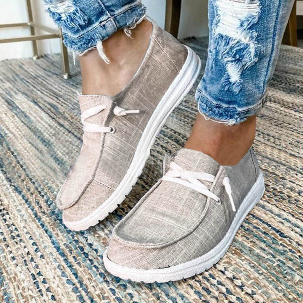 Brezentowych butów kobiet sznurowane buty sportowe letnie damskie mokasyny miękkie oddychające buty na co dzień jednolity, damski płaskie buty plus rozmiar D35