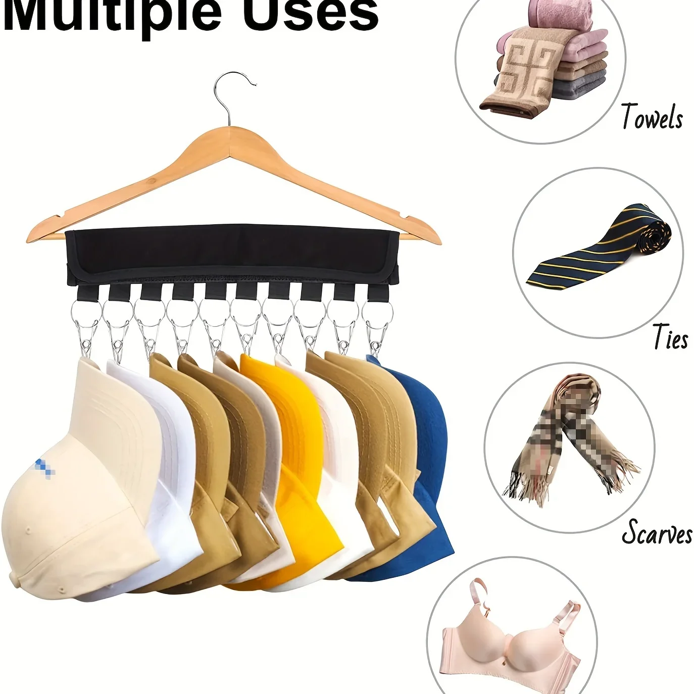 Wieszak na czapki z daszkiem Organizer na czapki z daszkiem robić wieszania i ekspozycji w szafie, 10 klipsów robić przechowywania czapek robić zawieszania czapek z daszkiem