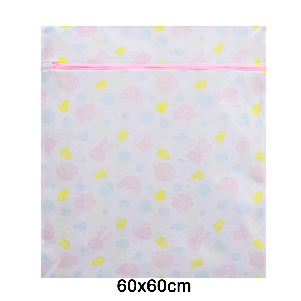 Printing Zippered Mesh Laundry Bag Polyester Laundry Wash Bags Coarse Net Laundry Basket for Washing Machines Mesh Bra Bag: 60x60cm