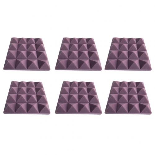 6 stuks 25 x 25 x 5cm piramide studio akoestisch paneel tegel geluiddicht schuim kussen pad: Paars
