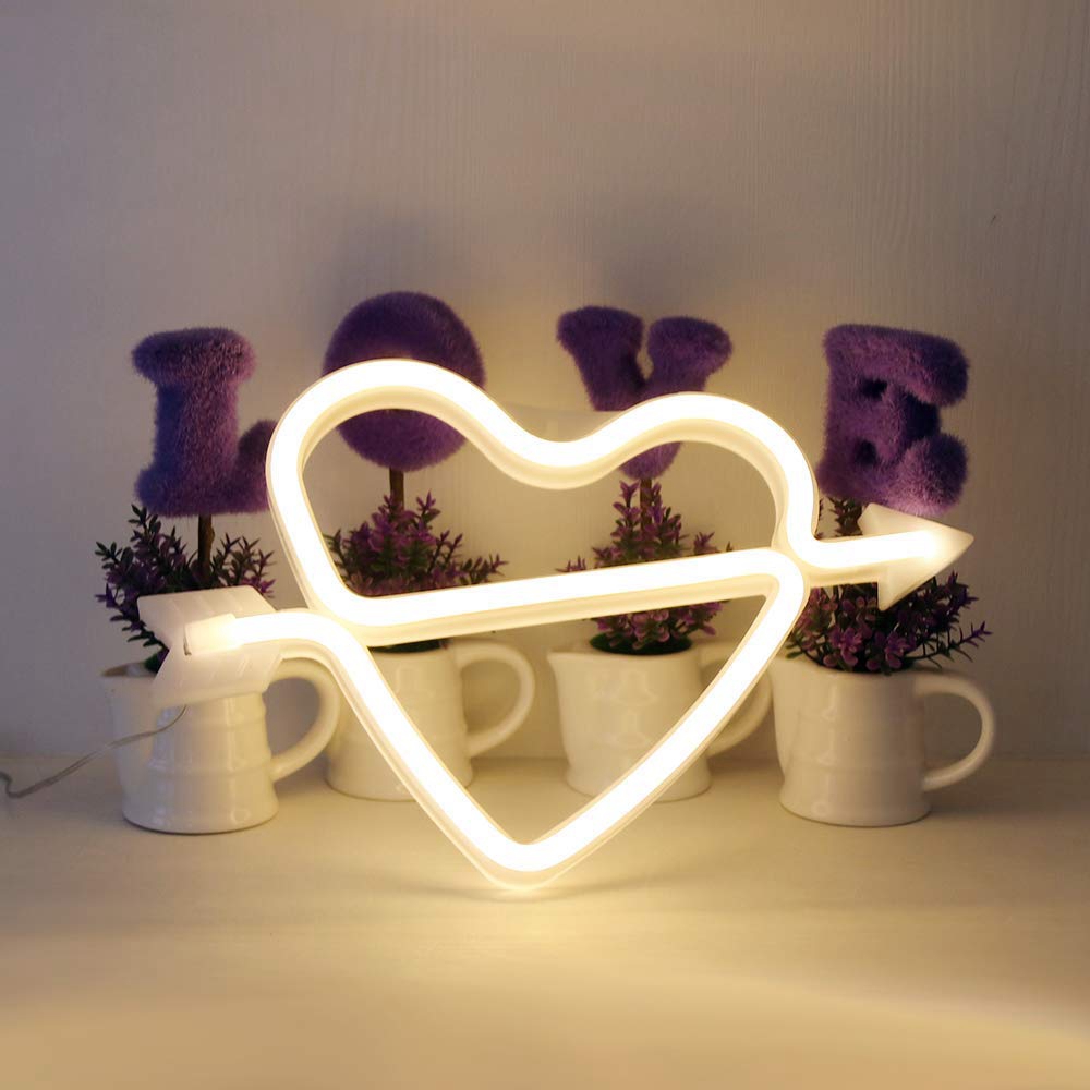 Cupido 'S Boog Vorm Neon Licht Romantische Led Heart Night Lampen Batterij/Usb Operated Neon Borden Voor Bruiloft Kerst room Decoratio: Default Title