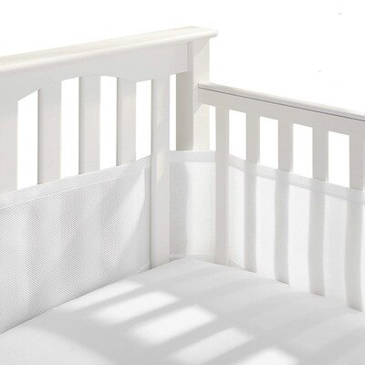 Pasgeboren Baby Bed Bumper Zomer Mesh Bumpers In De Wieg Ademend Cot Bumper Voor Head Protector Baby Beddengoed Set Kamer decor: white