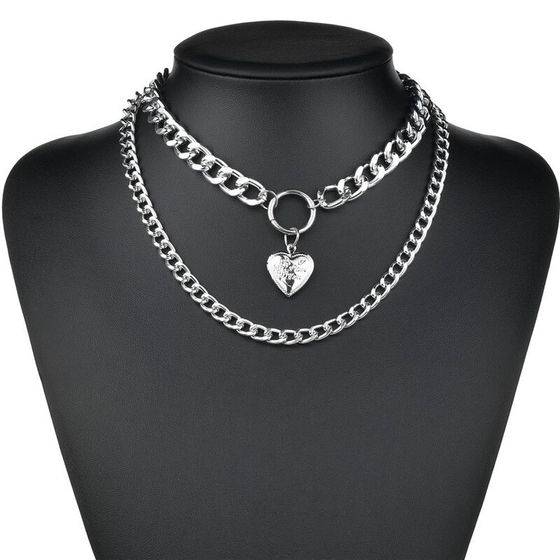 LETAPI Persoonlijkheid Cross Lock Metalen Multilayer Hip hop Lange Chain Cool Eenvoudige Ketting Voor Vrouwen mannen Sieraden