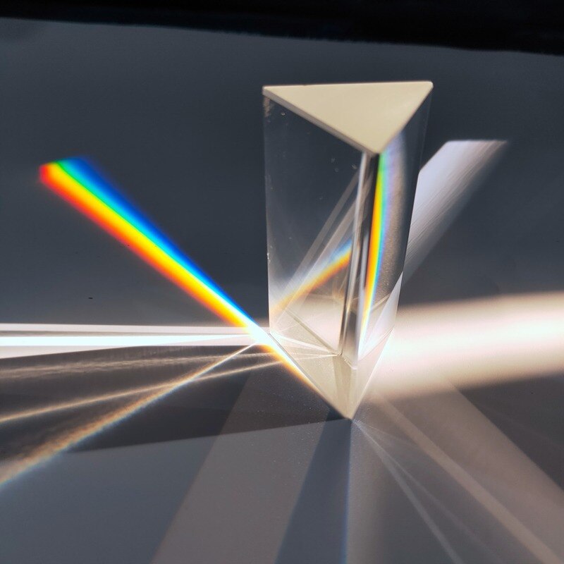 Prisme triangulaire BK7 15x15x87mm, prisme optique, verre, physique, enseignement, spectre de lumière réfractée, arc-en-ciel, pour enfants