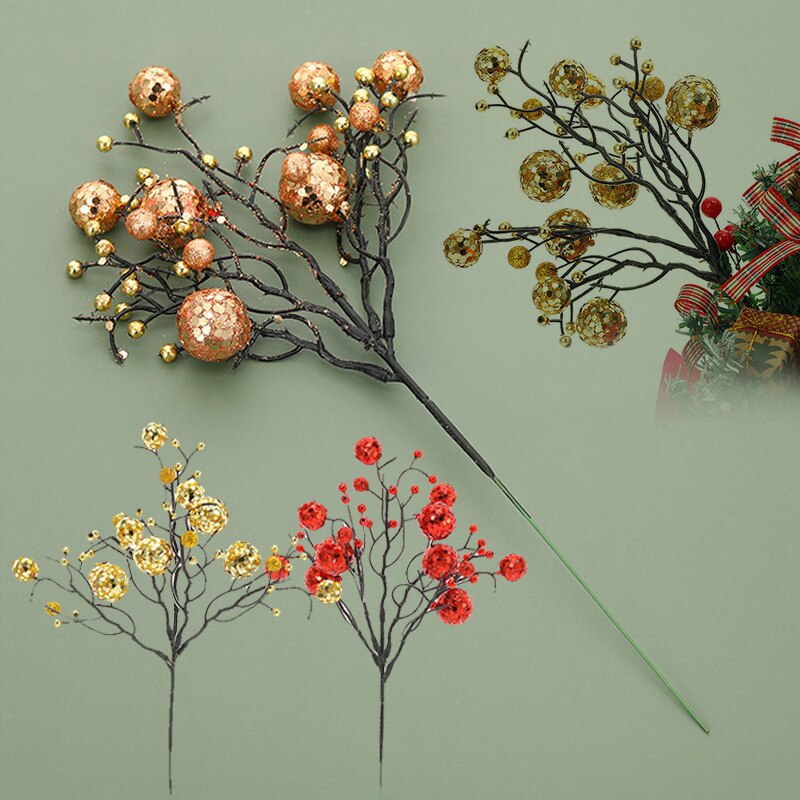 Kerst Kunstmatige Blad Simulatie Fruit Berry String Stekken Kerstboom Decoraties Plastic Bloemstuk Accessoire