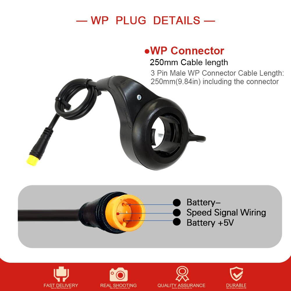 Ebike Thumb Throttle WUXING FT21X Finger Throttle with WP Plug for Scooter Electric Bike