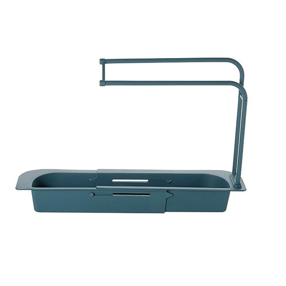 Support de rangement télescopique pour évier, égouttoir réglable, support de rangement pour évier de cuisine, organiseur pour cuvette de lavage, porte-éponge pour salle de bain: Bleu