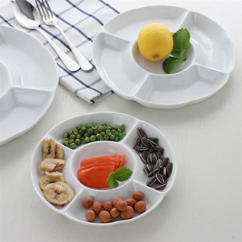 9 Zoll 5-Fach Melamin Lebensmittel Lagerung Tablett Getrockneten Früchten Snack Platte Vorspeise Portion Teller für Süßigkeiten Gebäck Muttern für Heimat